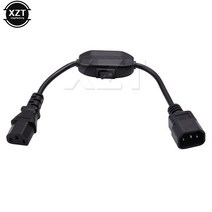IEC 320 C14 남성 어댑터 변환기 확장 전원 케이블 + On/Off 스위치 플러그 PDU UPS 10A 03M, 01 Black_01 0.3m