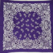 반다나 페이즐리 등산 스포츠 면 손수건, (60cm)퍼플