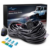 mictuning 14awg car led 라이트 바 와이어링 하네스 키트 40a on-off 로커 스위치 2 리드 액세서리 for auto led work driving lamp, 5핀 스위치로