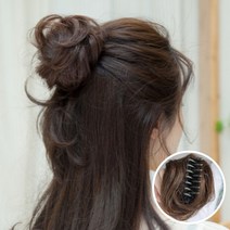 루즈루나 여자똥머리 당고머리 만두머리 올림머리 부분가발 집게, 브라운, 1개