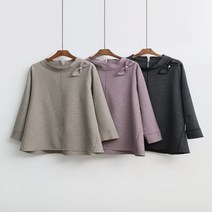 코지 여자 베이직 중년여성 어깨 리본 브로피 블라우스