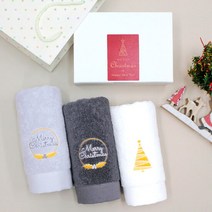 크리스마스 에디션 40수 180g 수건 선물포장+쇼핑백 연말 파티, 색상:화이트(트리)