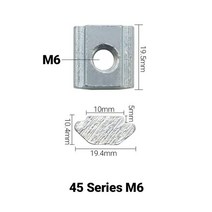 블록 사각 슬라이딩 T 너트 해머 2020 3030 4040 4545 프로파일 알루미늄 압출 성형 M3 M4 M5 M6 M8 M10 T, 16 45-M6_01 Carbon Steel