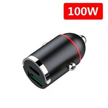 미니 듀얼 USB C타입 PD 차량용 충전기 100W 고속 충전 다기능 보이지 않는 소형 풀 링 휴대폰 충전기