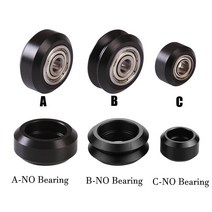 CNC 고정밀 투명 폴리 카보네이트 Xtreme v 미니 휠 오픈 소스 슬롯 선형 레일 시스템용, [04] A-With bearings, [02] Black, 1개