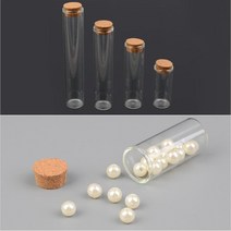 4p 과학실 작고 긴 둥근 코르크 유리병 4개 우유병 더치병 빈병 편지 투명, 100mm