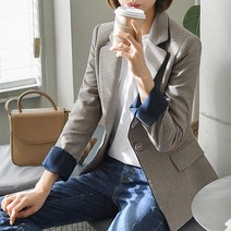 [마이더스비] 티모 소매배색 체크 자켓