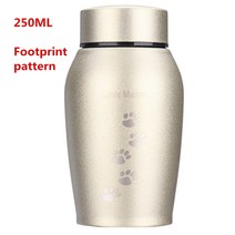 반려동물유골함 250ML 골드/실버 스테인레스 스틸 항아리 애완견 고양이 새 햄스터 화장 재 기념품 관 동물, 05 Champagne Footpri