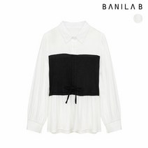 바닐라비 [바닐라비] 여성 카라 배색 뷔스티에 리본 블라우스