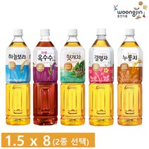 웅진식품 [웅진식품] 인기차음료 1.5L x 8페트 (하늘보리 등 4종 중 택2), 하늘보리 1.5x4/헛개차1.5x4