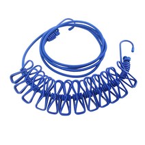 휴대용 여행 빨랫줄 170cm 12 클립 다기능 건조 랙 옷 걸이 옷걸이 철 옷 라인 못, BU