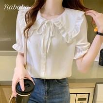 나바바 / NB676 프릴 빅카라 쉬폰 반팔 블라우스