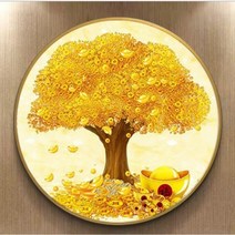 홈조이 DIY 원형 보석십자수 돈 들어오는 황금 금전수 해바라기 50x50cm, 황금 금전수 십자수 키트 50x50 cm(액자별매)