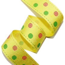 리본벨리 2도 골직 땡땡이 15mm/25mm 16yd 선물 포장 리본 공예 DIY, 25mm, 노랑