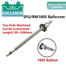 볼스크류 스크류 앙카 베어링 볼 C7 SFU1605 150mm 200mm 300mm 500 mm 1150mm 1550mm 단일 너트 포함 BKBF12 RM1605 CNC 용 엔드, 400mm