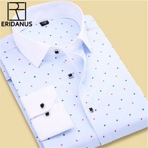 남성 셔츠 한국 남자 도트 프린트 드레스 셔츠 꽃무늬 셔츠 패션 긴 소매 개성 비즈니스 캐주얼 2017 봄 상품