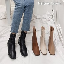로즈블로썸 멜팅브라운 여성 심플 캐주얼 스퀘어토 스판 부츠 5cm (7462680)