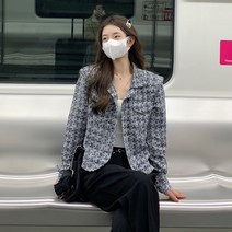 오버클래쓰 여성 아우터 루즈핏 트위드 자켓 크롭 테일러드 점퍼