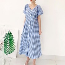 퍼니걸스 벌룬 체크 롱 원피스 3142