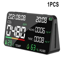 공기질측정기 이산화탄소측정기 실내 미세 먼지 포름알데히드 측정기 5 in1 tvoc 질, 검은색