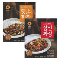 (1+1) 청정원 3분짜장 삼선짜장 180g + 옛날식짜장 180g, 1세트