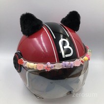 귀여운 오토바이 헬멧 고양이 장식, 검은 작은 삼각형 곰 귀