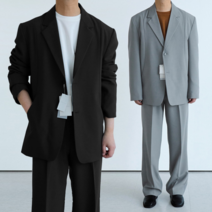 맨즈북 봄 와이드 남자 수트셋업 오버핏 세미정장세트 하객룩