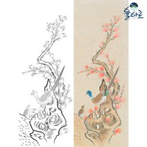 화조도 8폭 병풍 2 민화 그리기 도안 본그림 컬러링북, 화조도2, 일반용지(얇은 백상지), A1