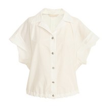 데코 카라 롤업 코튼 블라우스 DCBAC2625B