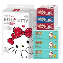 헬로키티 4겹 퓨어러브 30롤 1팩 + 톡톡키친타올 1팩 + 팝업골드 1팩, 1세트