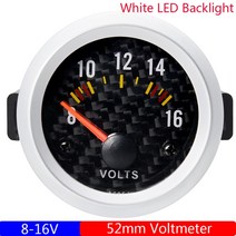 2; 52mm Car Gauge with LED Backlight Pointer Voltmeter 8-16V VOLT Meter Indicator Voltage for Univer, 01 White LED VOLT