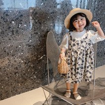 베베냐냐 여아용 포플로 티셔츠레이어드 원피스