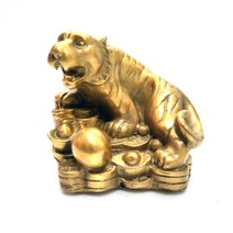 황동 수호신 거실 서재 앉아있는 좌상 장식품 인테리어소품 호랑이