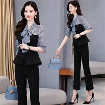 꽃소담 여성 봄가을 여름 블라우스 9부 부츠컷 상하세트 QQA1082