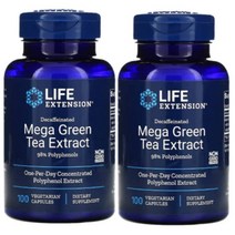 라이프익스텐션 Life Extension Mega Green Tea Extract Lightly Caffeinated 라이프 익스텐션 EGCG 그린티 녹차 추출물 725mg 100정 2병