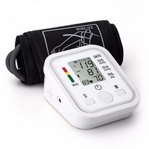 혈압 측정기 디지털 음성 LCD 디스플레이 상완 혈압 게이지 자동 전원 끄기 테스터, 흰색, 1개
