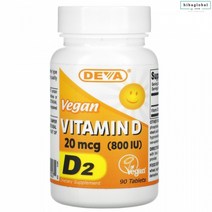 데바 비건 비타민 D D2 20mcg(800IU) 90정, 2400 IU