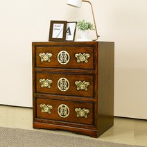 신주희3단스600 이조공예 고가구 전통 서랍장 수납장, 갈색