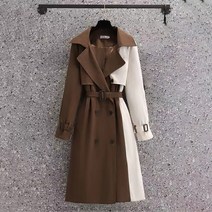 PingKe 여성 트렌치 코트 빈티지 루즈한 트렌치 벨트 롱 여성 트렌치 코트