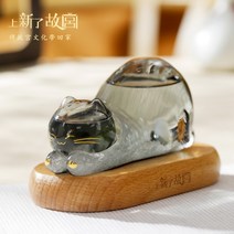 고양이 템포드롭 스톰 글라스 기상예측 유리 장식 조각상 일기예보 선물 생일 장식품, 블랙