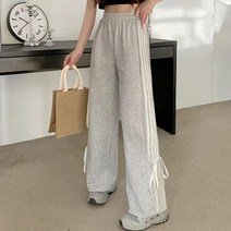데일리 발레코어 라인 사계절 패션 힙 댄스 리본 와이드 트레이닝 바지 팬츠 라인발레코어리본트레이닝팬츠