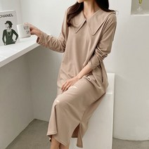 [스위트플러스] 임부복 23봄 박시 찰랑 피터 카라 롱 원피스, 색상:딥그레이