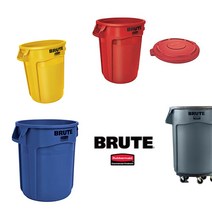 러버메이드 벤티드 브루트 원형 컨테이너 BRUTE 휴지통 다용도 정리함 원두보관 사료통, 노랑(뚜껑X), 75L, 1개