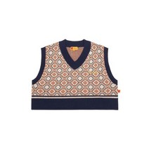 JQS K2223LSL42NAY 가든 니트 베스트 우먼