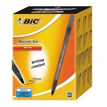 BIC 라운드 Stic 60개 1패키지 클래식 중간 볼펜 1.0mm 블루 블랙 레드 박스 편지지 학교 사무실, 02BLACK