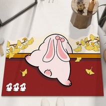 규조토 발매트 욕실 화장실용 주방용 노슬립 수분 흡수 패드 러블리 애니멀 고양이 토끼 패턴 실내 인테리어 속건 소프트 시트 2023 토끼년 새해 장식, A