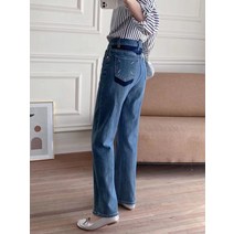 여성와이드청바지 2023 봄 하이엔드 4방향 스트레치 마르지엘라 여성 라이트 블루 여성7부