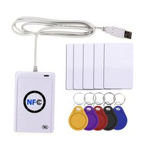 nfc 판독기 usb acr122u 비접촉식 스마트 ic 카드 및 작성기 rfid 복사기 5pcs uid 변경 가능한 태그 키 fob, UID 키 5 개 포함