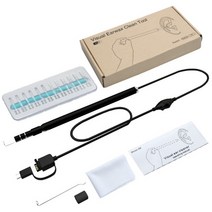 스프링귀이개 귀지제거 귀청소도구 귀청소 내시경 3 in1 USB HD Visual Otoscope Borescope Ear Spoon 5.5m, 02 20 pieces - black