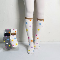 코코로맨틱 땡땡이 양말 도트 크루삭스 여성 장목 롱양말